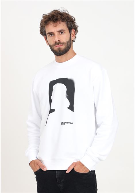 White men's crewneck sweatshirt with portrait print KARL LAGERFELD | KL245D1807J109